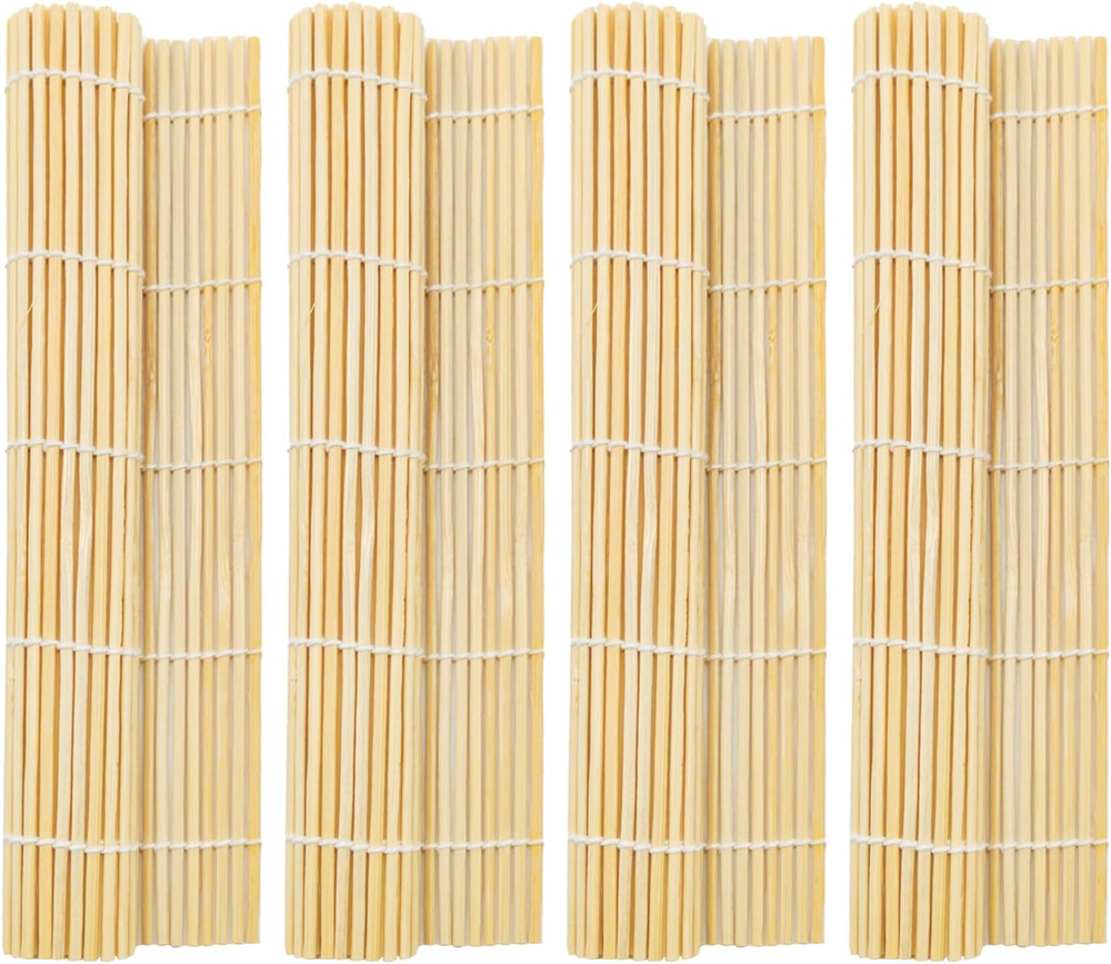 9.5x9.5 Inch Natural Bamboo Sushi Rolling Mat for Perfect Homemade Sushi Rolls