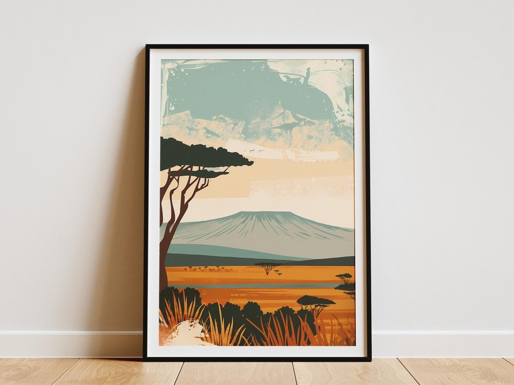 Ngorongoro Crater Tanzania Minimalist Poster African Landscape Art Print Travel