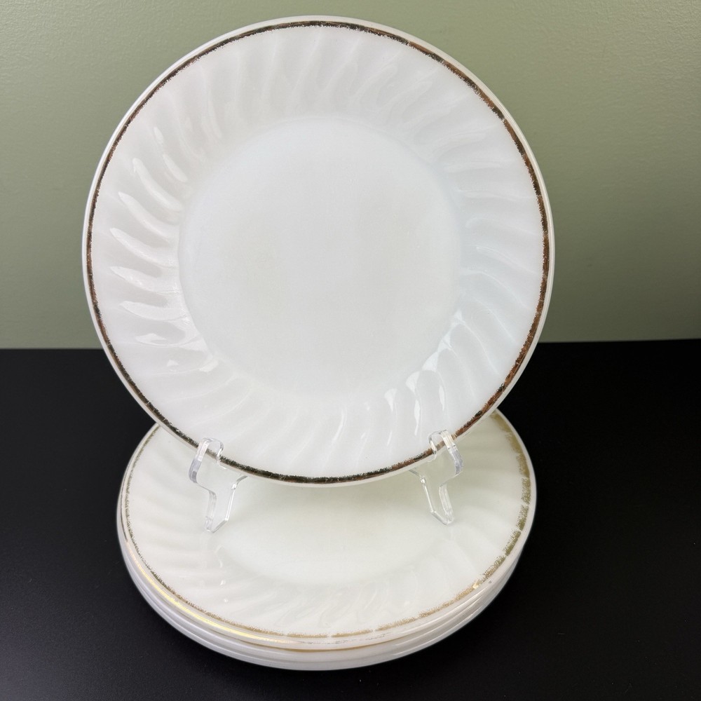 Vintage Fire King White Swirl 9