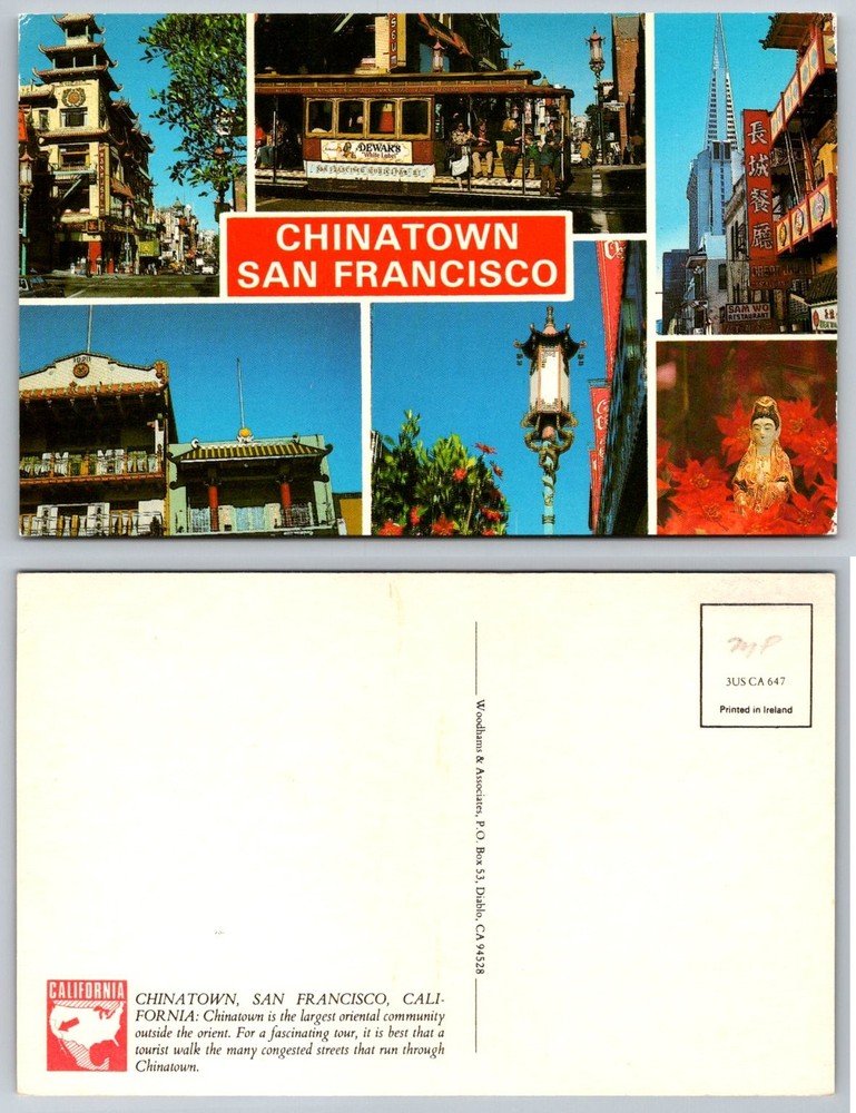 San Francisco Chinatown Collage Postcard Cable Car Transamerica Pyramid