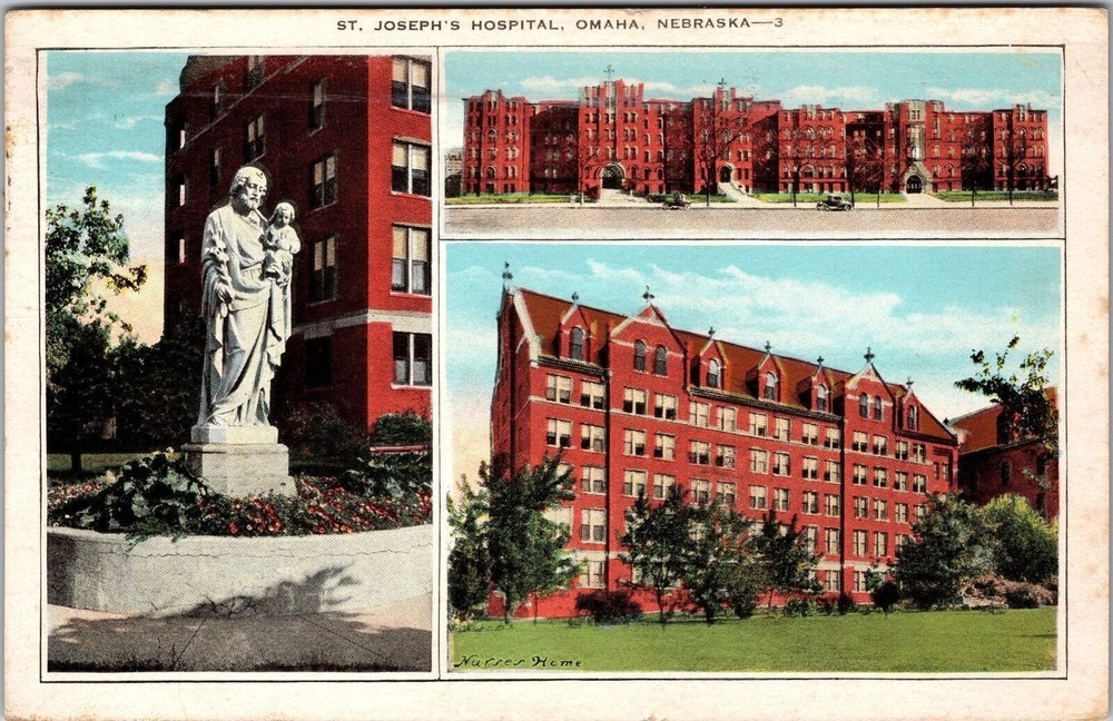 Omaha NE-Nebraska, Exterior View St. Joseph's Hospital, Vintage Postcard
