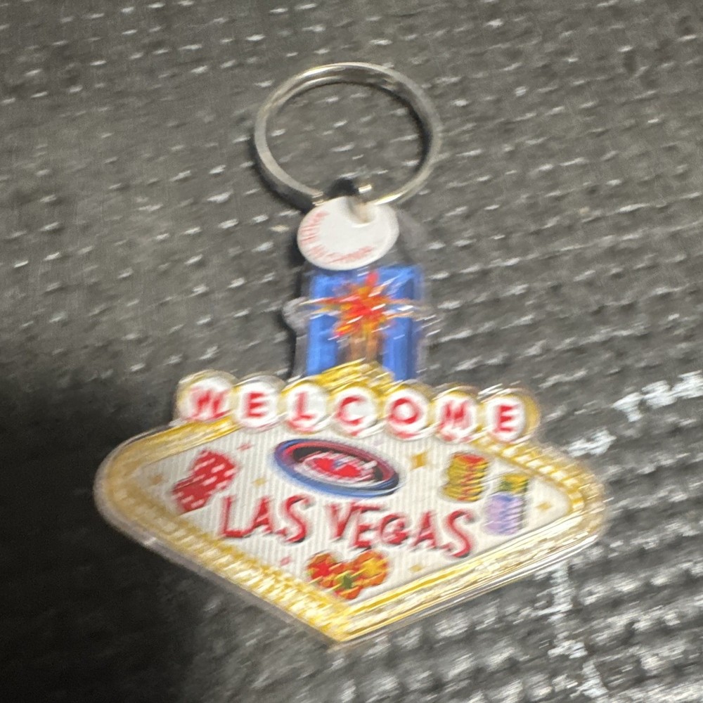 Welcome to Las Vegas Sign Plastic Keychain Key Ring Multicolor Casino Theme
