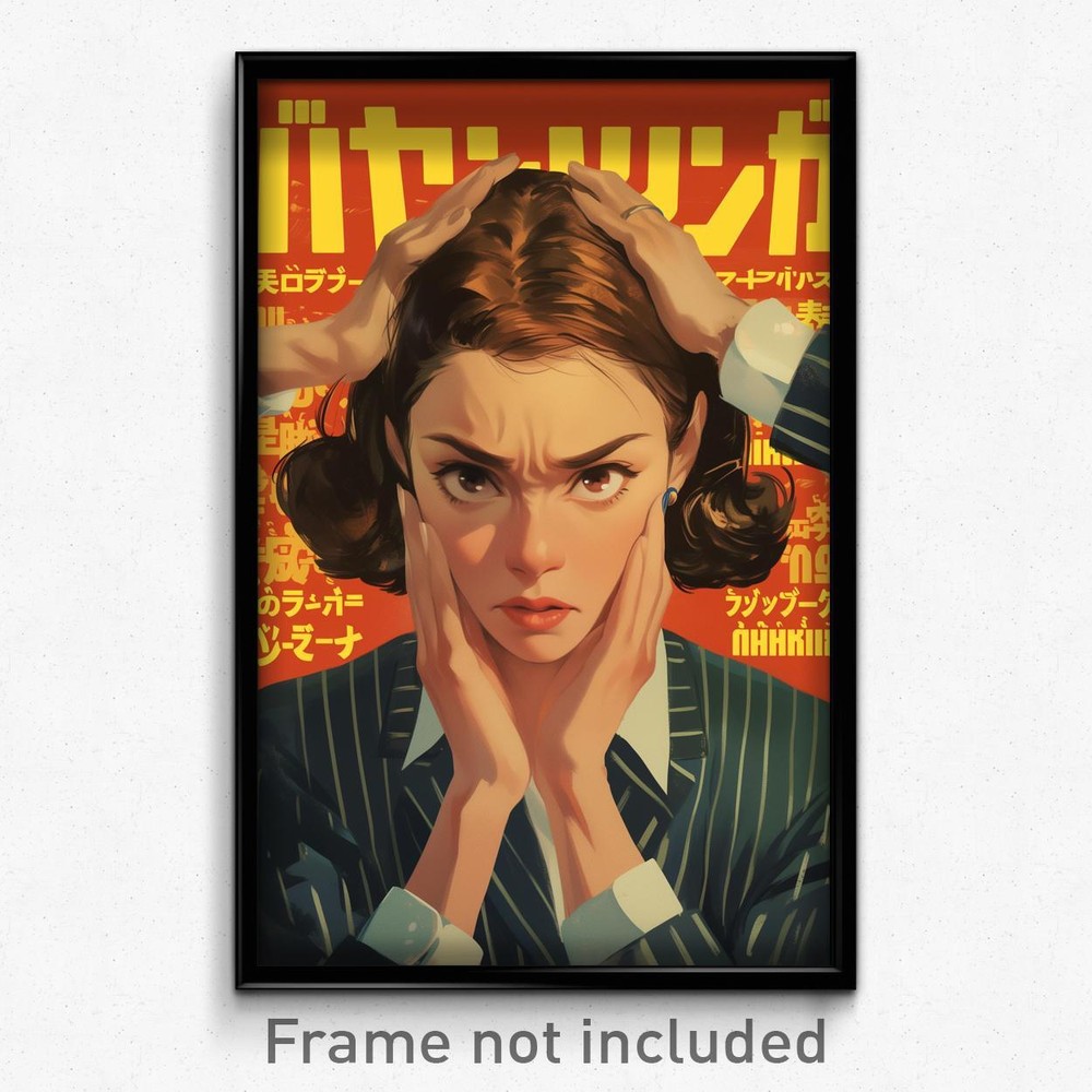 Vibrant Thai Movie Poster Art Print - Exasperated Woman with Slim Stripes