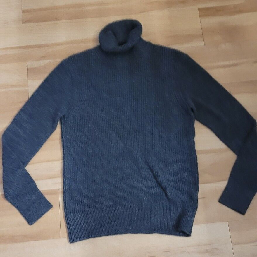 Allsaints Merino Wool Roll Neck Ribbed sweater X-small Dark Gray Turtleneck