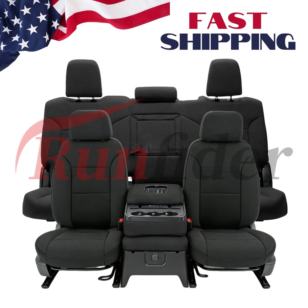 Full Set Seat Covers for Chevy Silverado/Sierra 1500 Crew Cab 2019‑2026 - Black