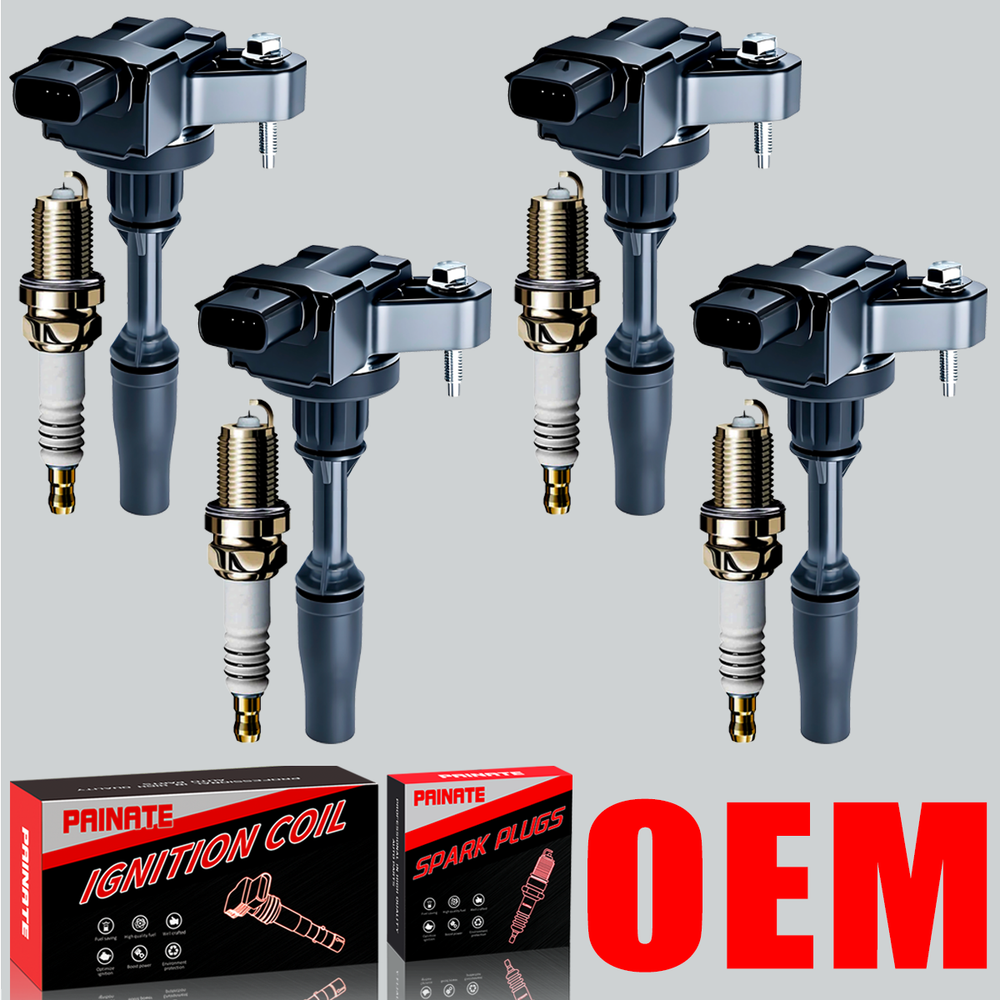 4PCS OEM Ignition Coil Set with Iridium Spark Plugs for Cadillac ATS CTS 2.0L 2.5L UF680