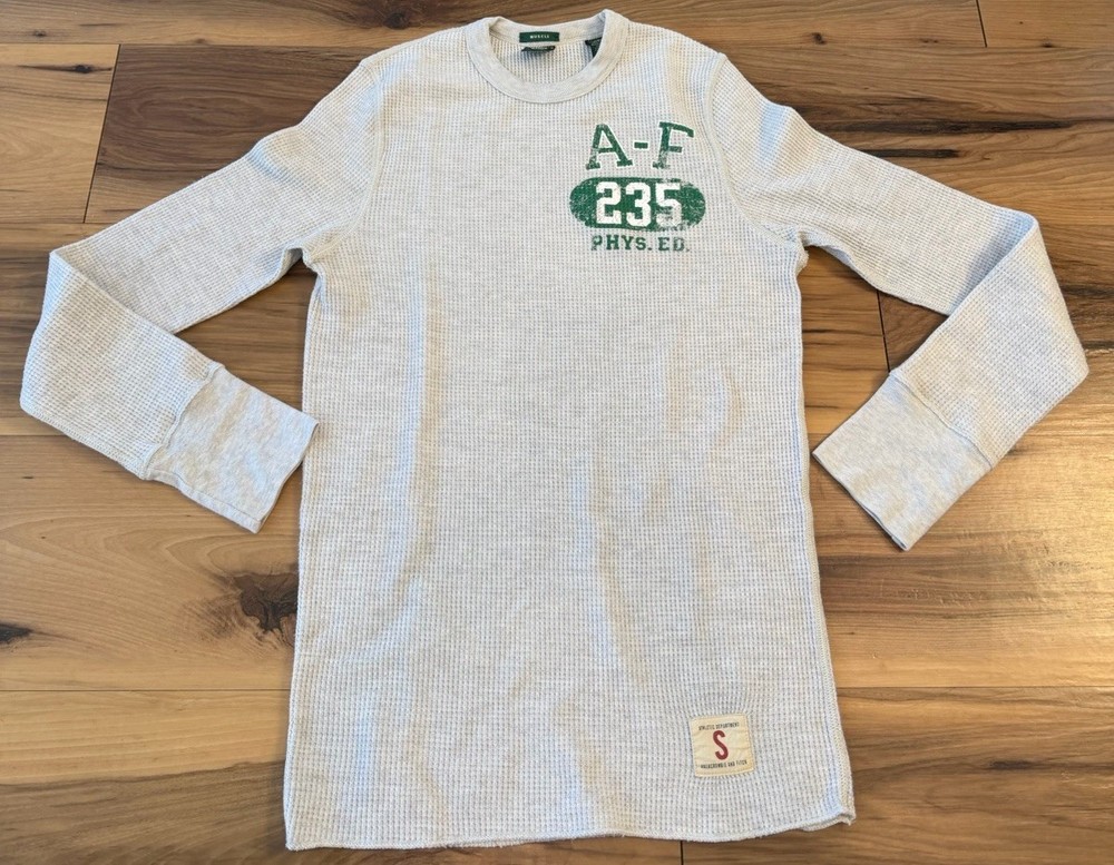 Abercrombie & Fitch Waffle Knit Thermal Shirt Mens Small Y2K Long Sleeve A&F
