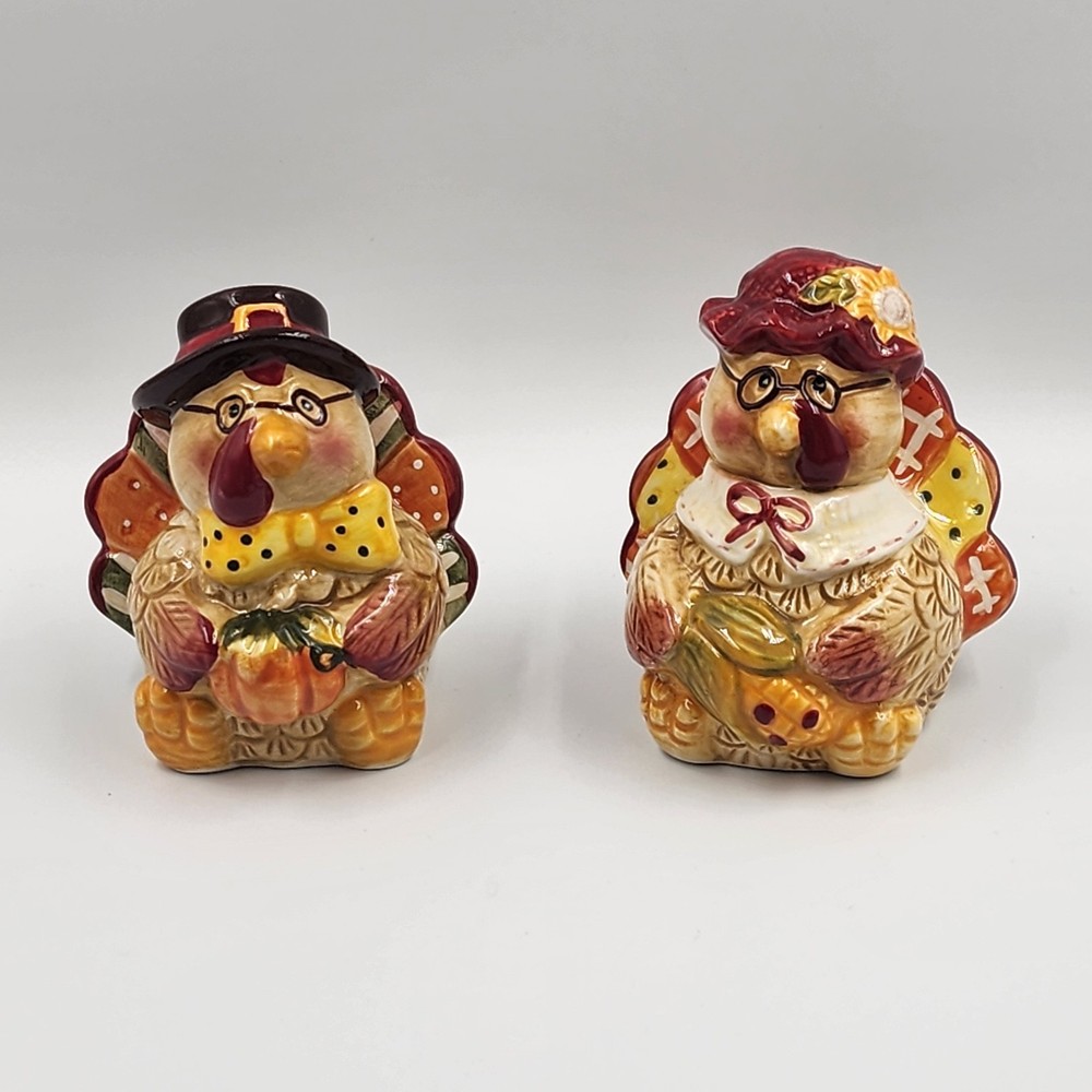 Salt Pepper Shaker Set Vintage Ceramic Turkey Thanksgiving
