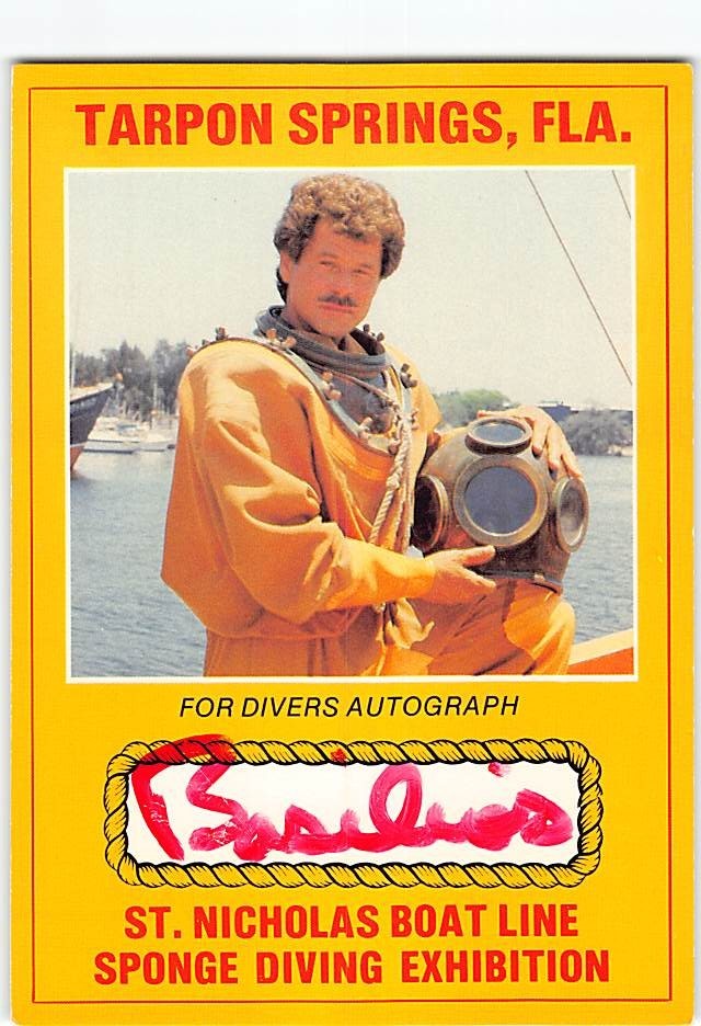 Postcard St. Nicholas Boat Line Sponge Diving Exhibition Tarpon Springs FL USA