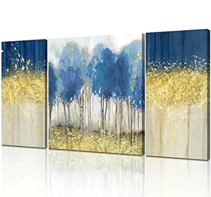 Large 10x20inch x 2pcs, 20x20inch x1pcs Modern Abstract Forest Canvas Wall Art-image