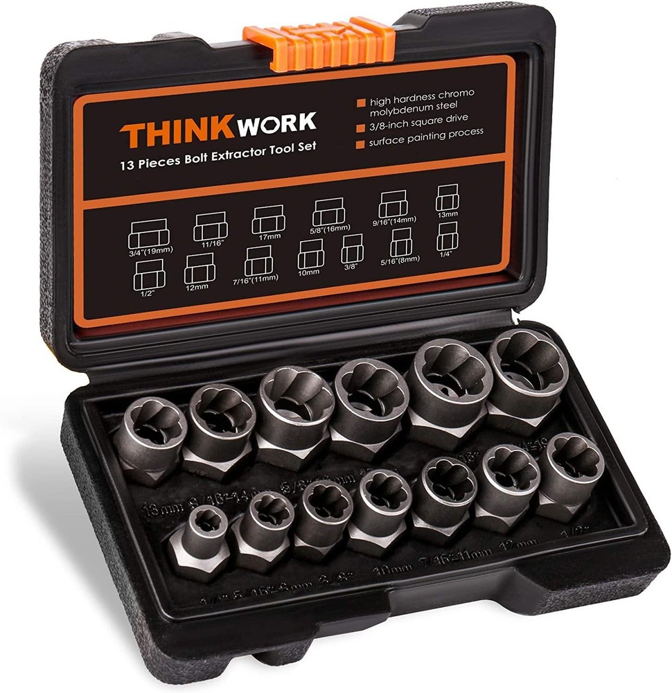 Impact Bolt Extractor Set Nut Remover Set Stripped Extraction Socket Tools 13Pcs