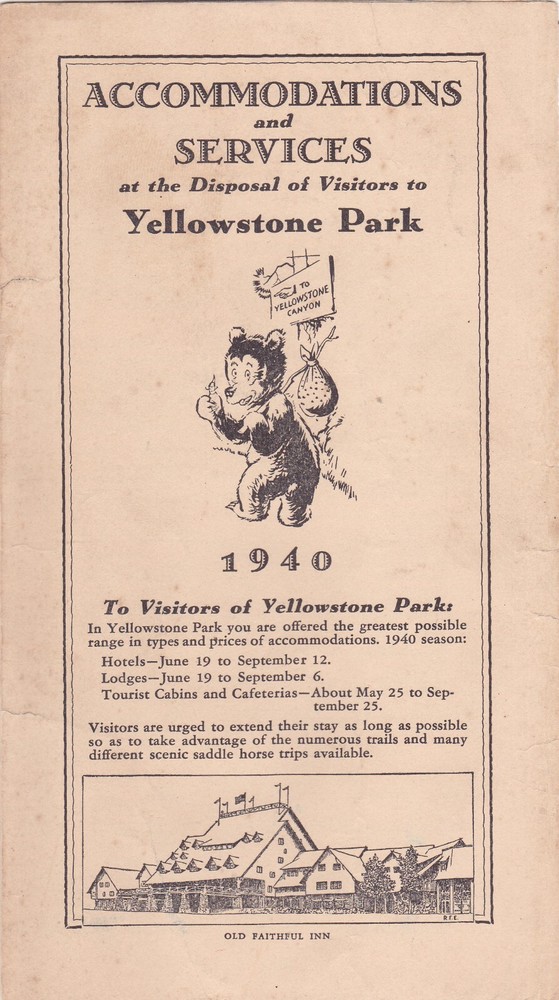 1940 Yellowstone National Park Accommodations & Services Brochure-image
