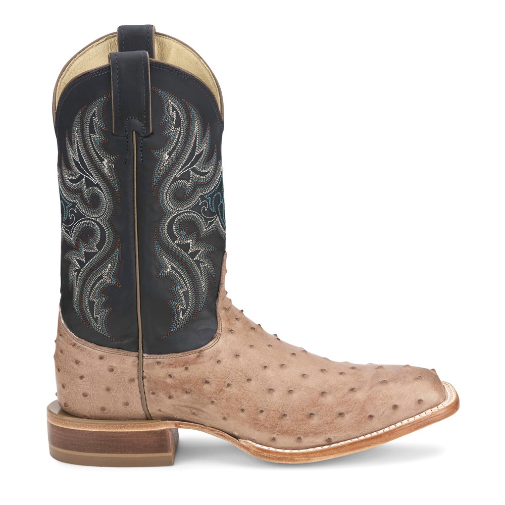 Justin Boots Moseley Full Quill Ostrich Embroidered Square Toe Cowboy Boots