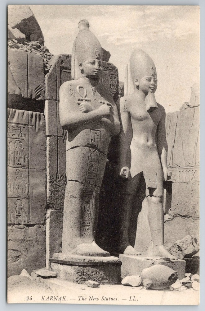 Karnak Egypt Postcard The New Statues LL Luxor