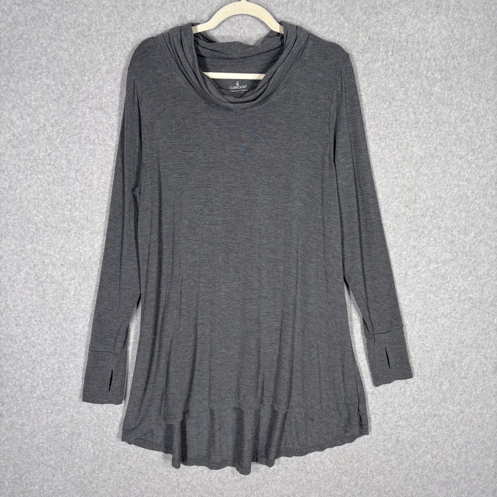 Cuddl Duds Softwear Tunic Top XL Modal Cowl Neck Thumbhole Lagenlook Lounge