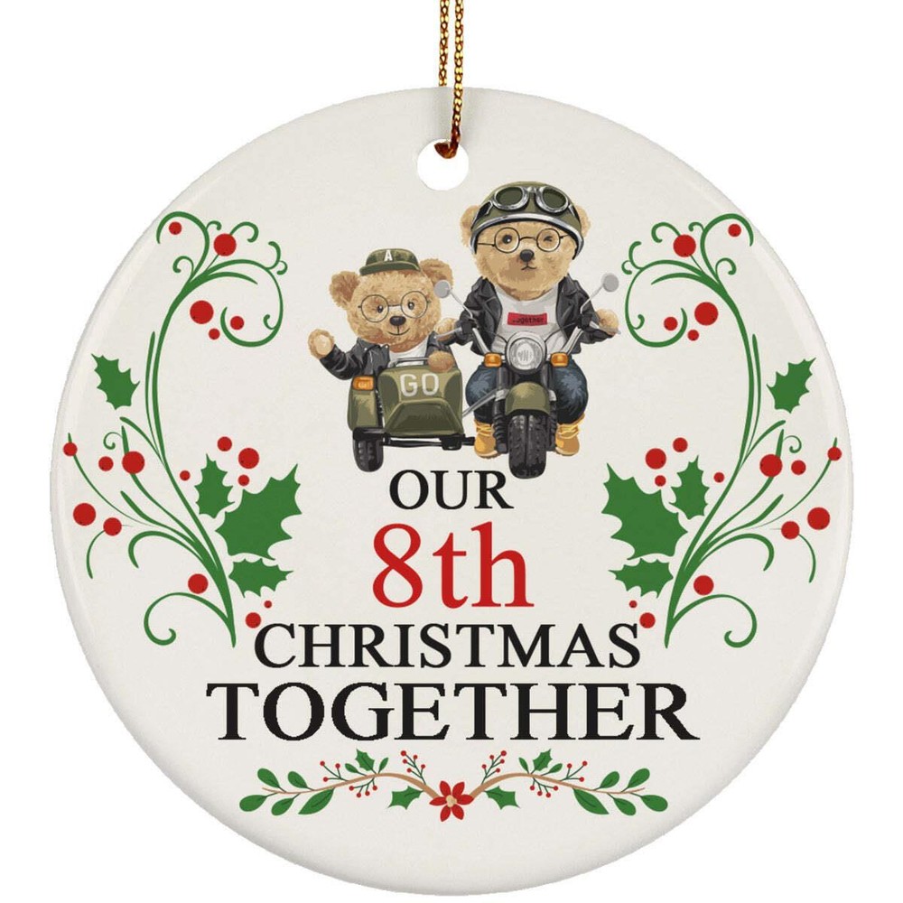Funny Couple Bear Ornament Gift Decor 8th Wedding Anniversary 8 Year Christmas