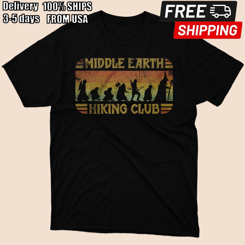 Limited Middle Earth Hiking Club The Lord Of The Rin T-shirt Black Size S to 5XL