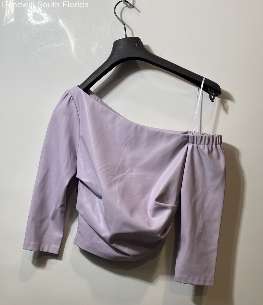 Zara Womens Purple Long Sleeve Off-The-Shoulder Cropped Blouse Top Size S W/Tags