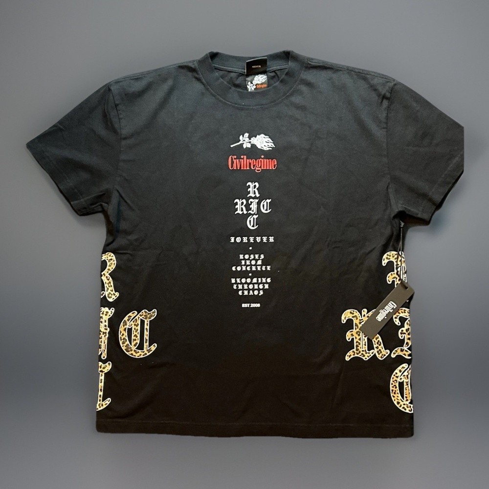 Civil Regime Black M Men's Short Sleeve Crew Neck Graphic Print Logo T-Shirt