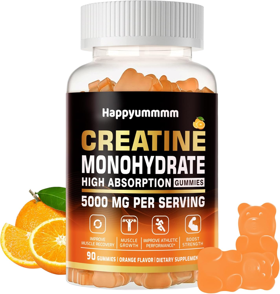 Creatine Monohydrate Gummies 5G for Men Women - Sugar Free Chewable Supplement.