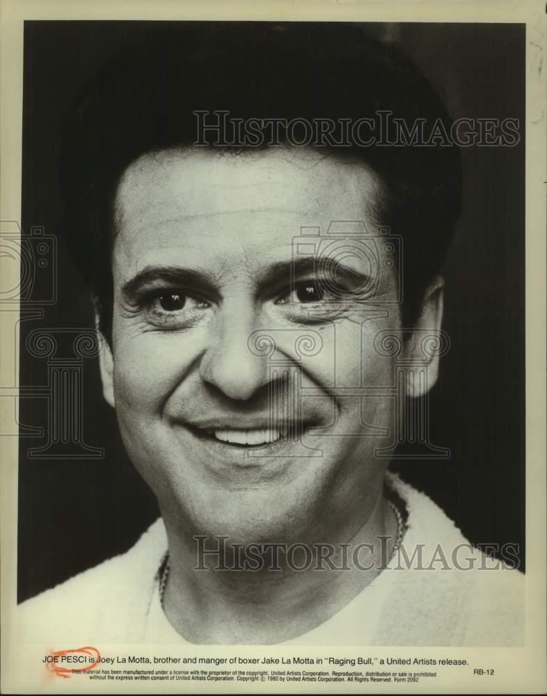 1980 Press Photo Joe Pesci as Joey La Motta in 