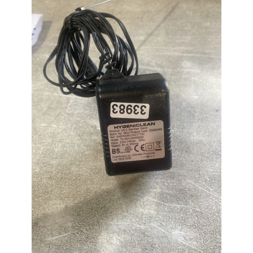 Hygeniclean YH-BS410600850D Power Supply AC Adaptor 6V for UV-C Steriliser Wand-image