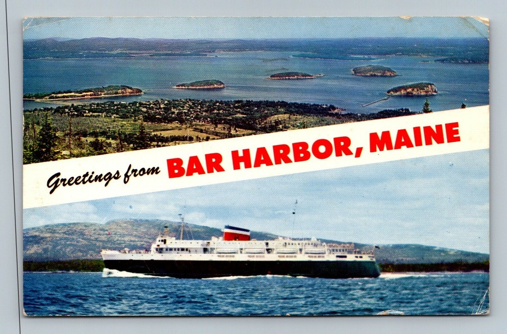 Postcard Greetings from Bar Harbor Maine ME Bluenose Porcupine Islands