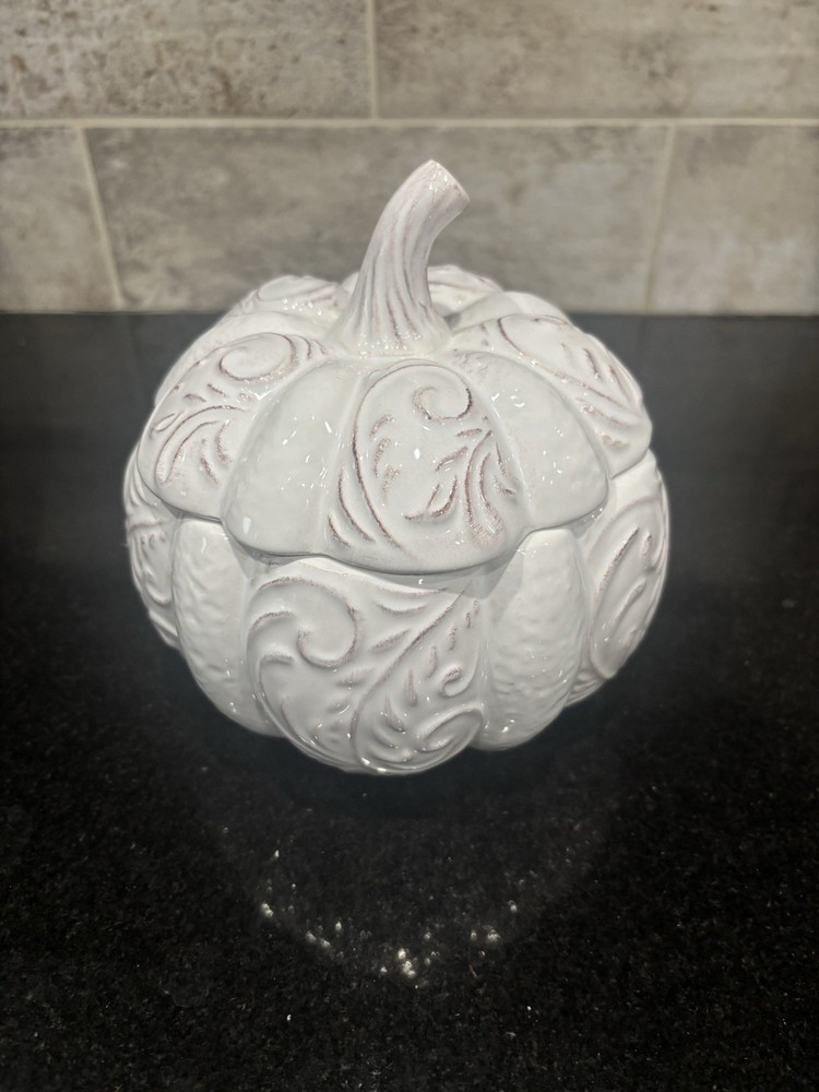 Pier 1 Ceramic Pumpkin Candy Dish Halloween, Thanksgiving