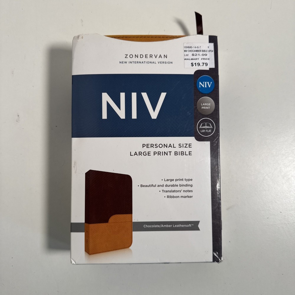 Brand New NIV Large Print Holy Bible Leather Soft Chocolate Amber Zondervan