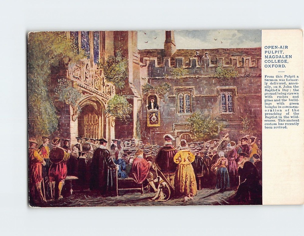 Postcard Open-Air Pulpit Magdalen College Oxford England