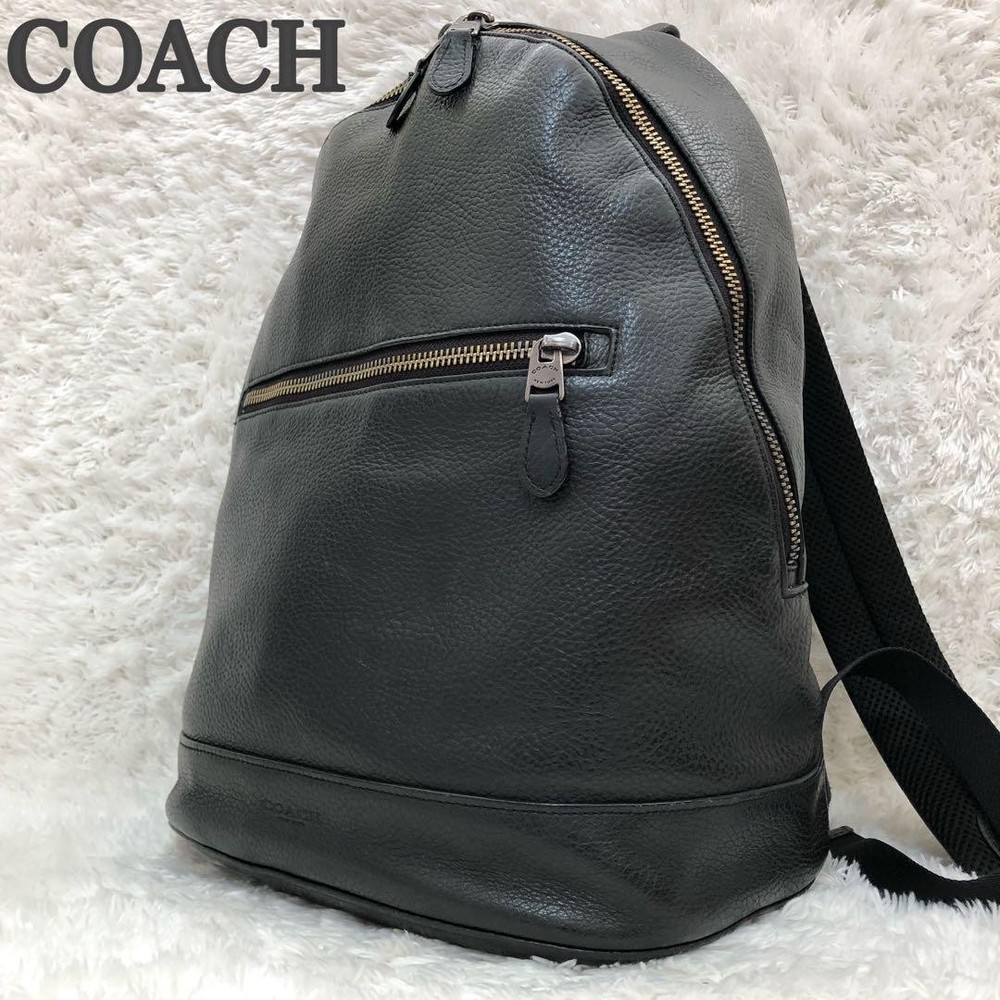 Coach Slim Black Pebbled Leather Backpack Pre-Owned