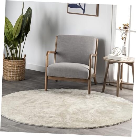 6ft Round Plush Non-Slip Machine Washable Soft SuperiorWash Rug for Any Room
