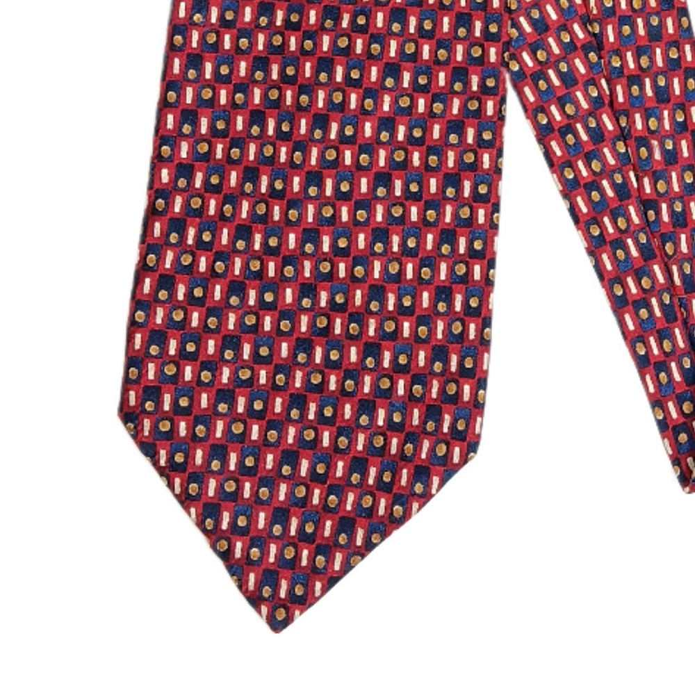 Robert Talbott Silk Tie Men’s 60” Red Blue Geometric Designer Wide Tie New