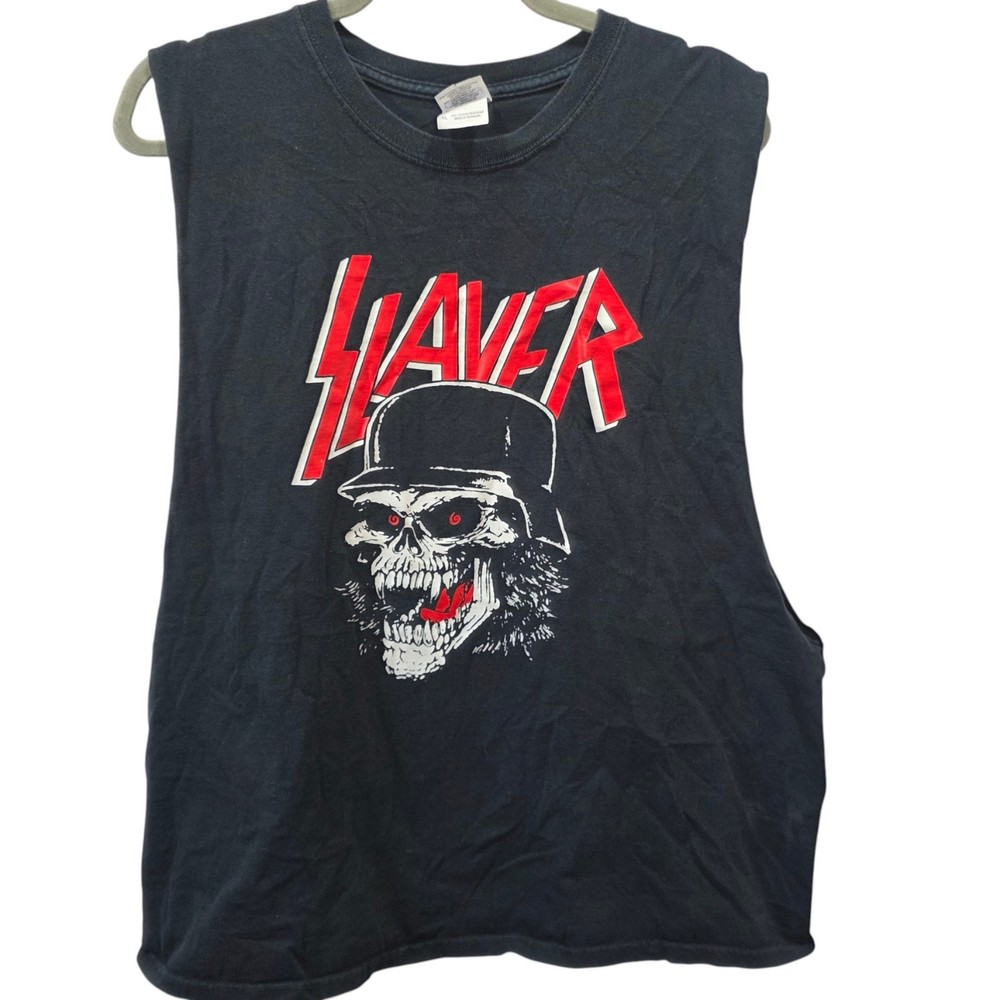 Slayer Skull Graphic Cut Off Sleeveless Band Tee Black XL Heavy Metal Shirt