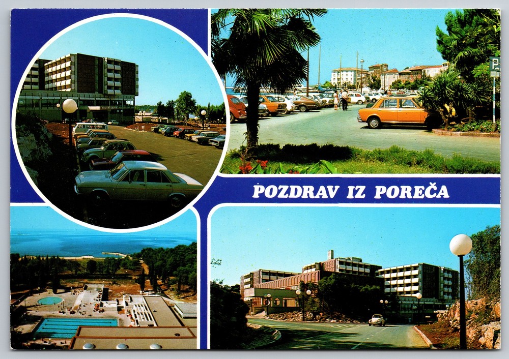 Porec Croatia Adriatic Coast Multi View Resort Hotel Pool Vintage Postcard