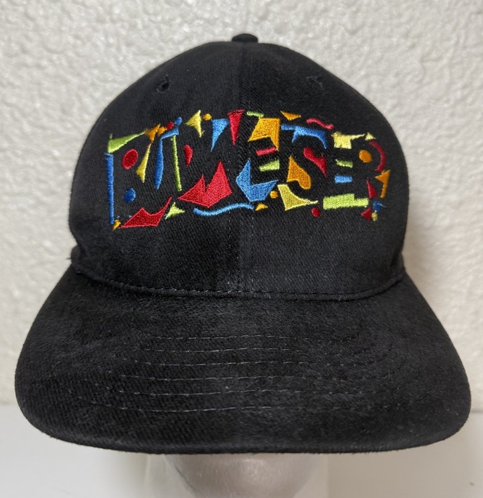 Vintage 90s Budweiser Graffiti Abstract Art Hat Snapback Cap Beer Promo USA-image