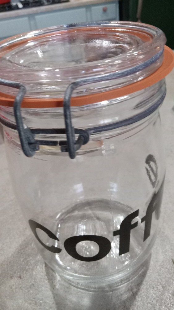 Triomphe France Vintage Glass Coffee JAR/1L Canister Wire Bail Lid Lock New Seal