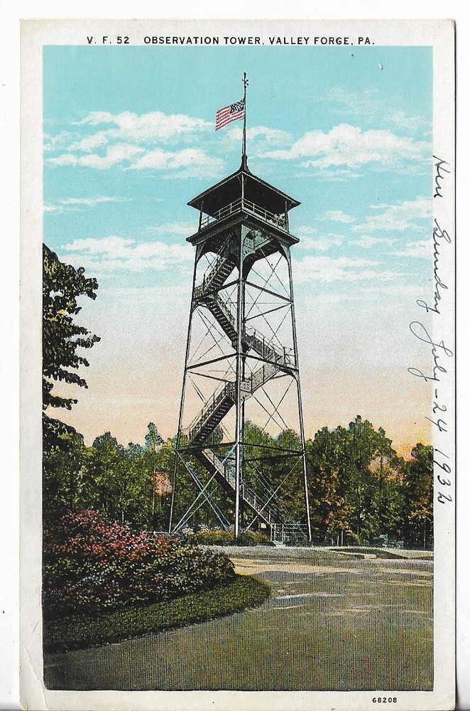 Vtg Postcard - Observation Tower - Valley Forge, Pennsylvania