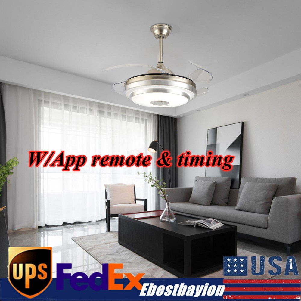 42 Inch Smart Ceiling Fan with LED Light Bluetooth Speaker 3 Speeds Remote Control