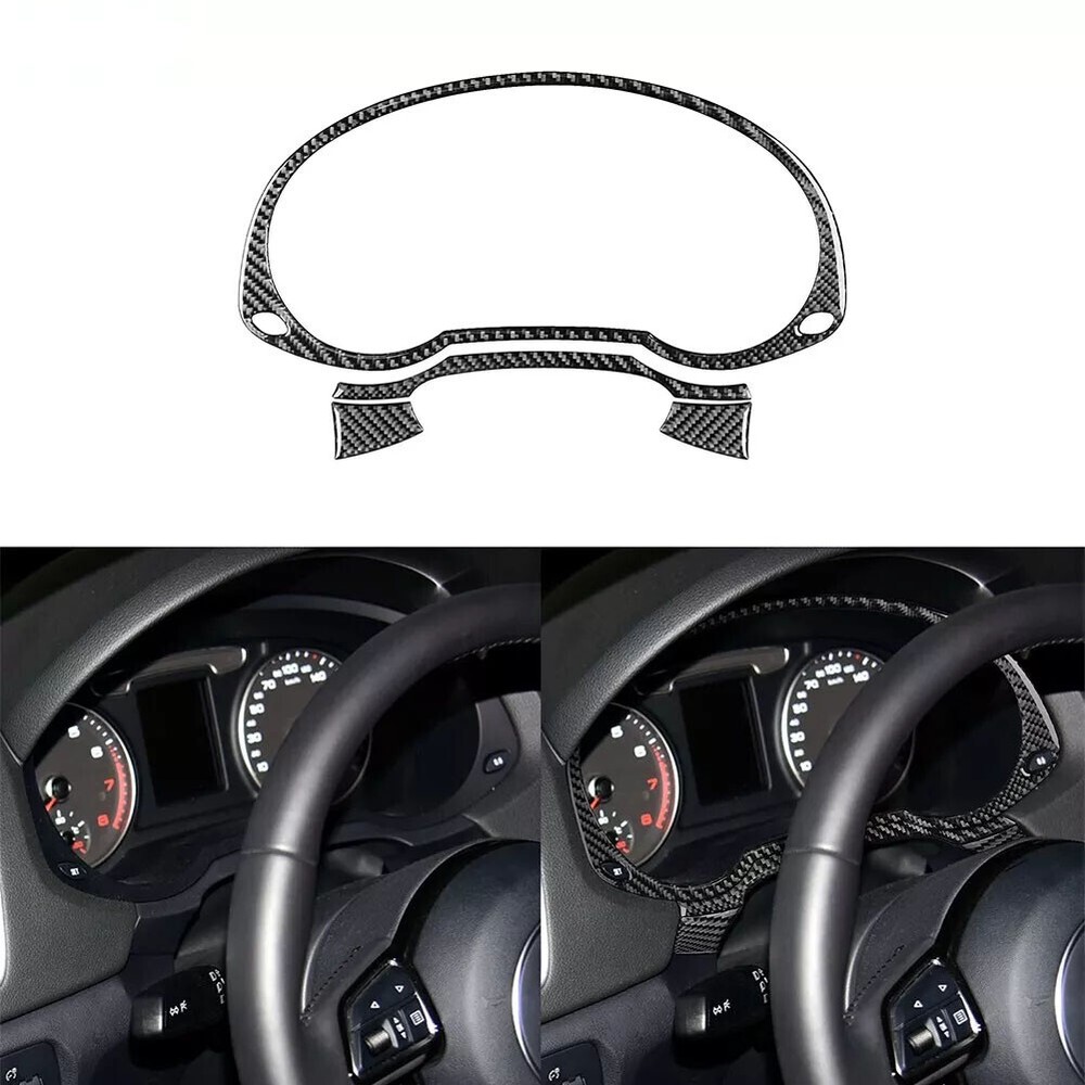 4Pcs Real Carbon Fiber Dashboard Speedometer Panel Cover For Audi Q3 8U 15-18