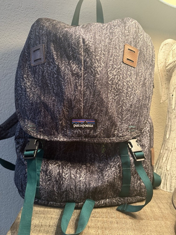 Patagonia Worn Wear Arbor 26L Backpack Black White with Green Straps HTF 47956