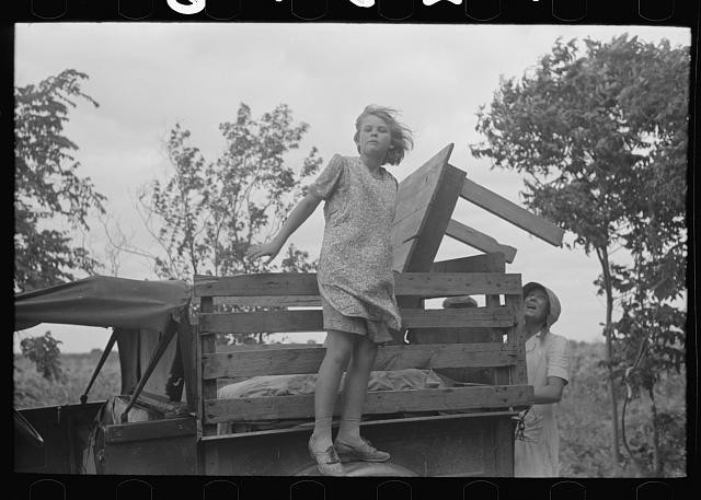 Muskogee Oklahoma 1939 Migrant Family Loading Truck Table to California