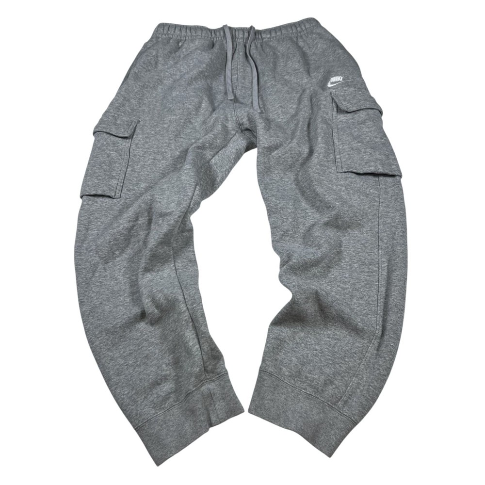 Nike Mens Gray Cargo Sweatpants Joggers Size Large Drawstrings Tapered Leg