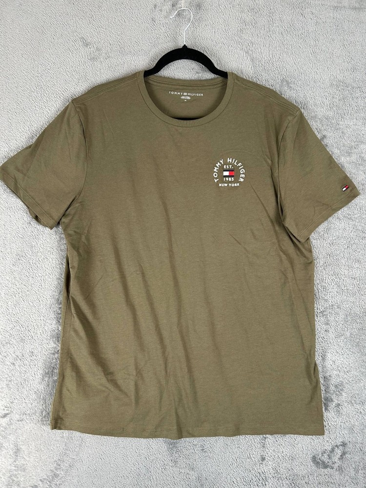 TOMMY HILFIGER Mens T-Shirt Top Medium Khaki Cotton