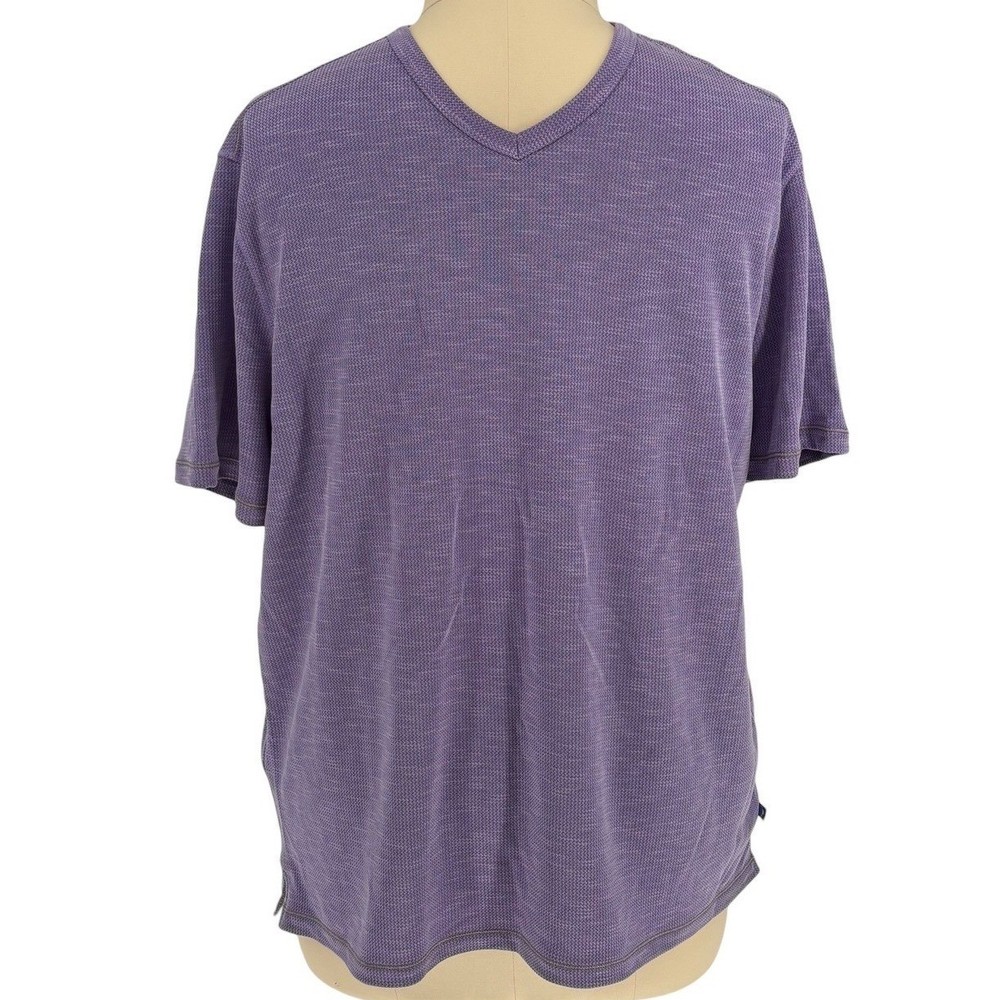 Tommy Bahama IslandZone T-Shirt Purple V-Neck Waffle Knit XL