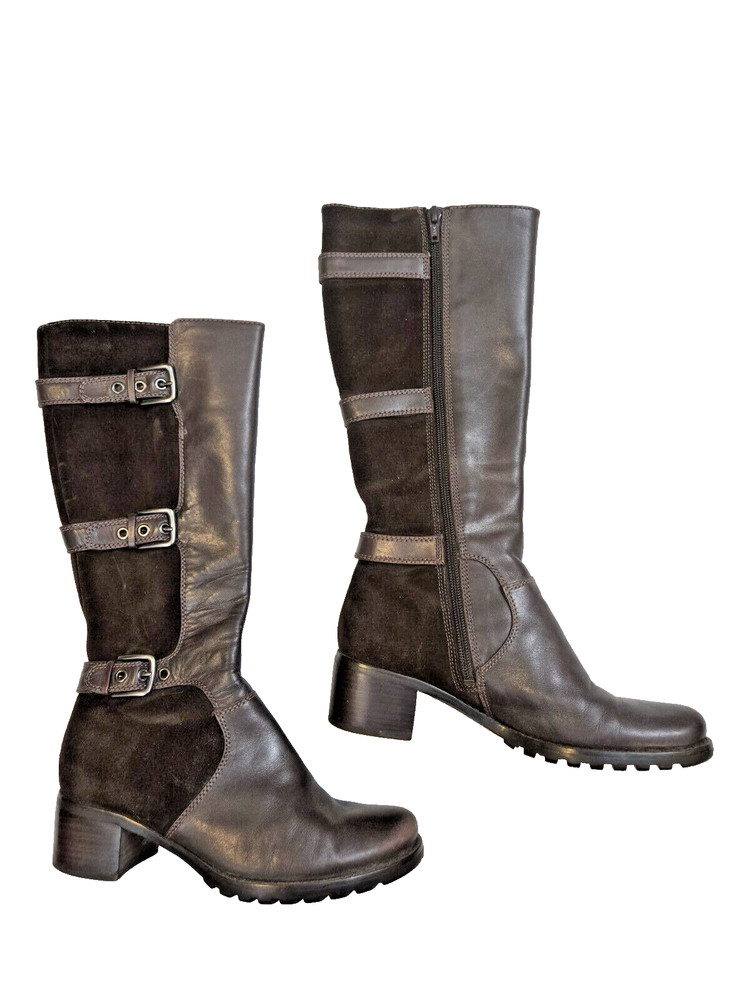 Ecco Women's Esmeralda Tall Moto Boots Size EU 36, US 5/5.5 Brown Leather Suede