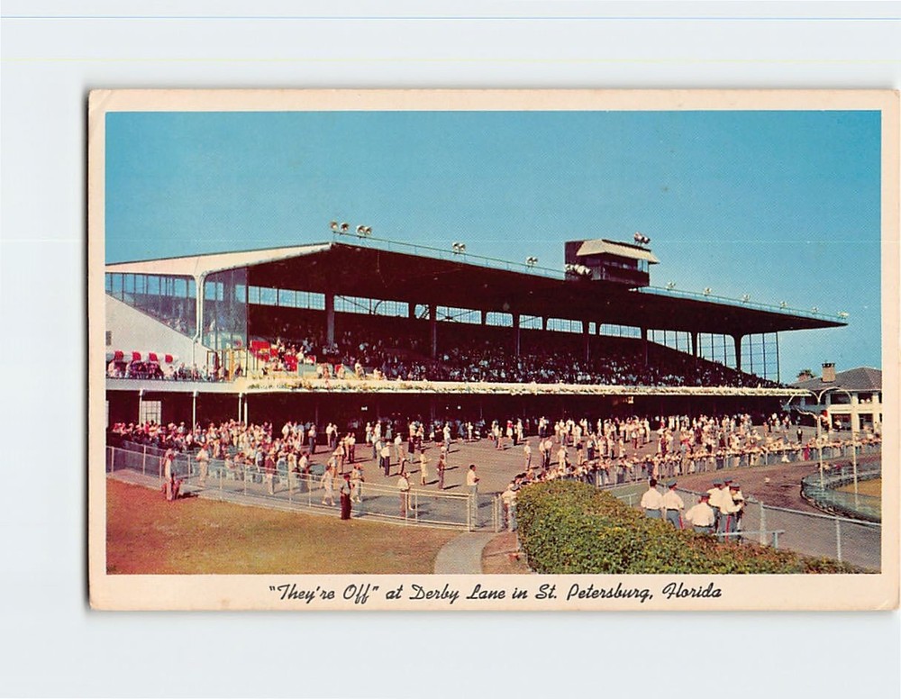 Postcard Greyhound Racing Derby Lane St. Petersburg Florida USA