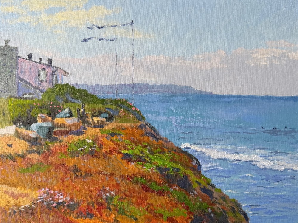Original Oil Painting 12x16 Coastal Cliff Ocean Seascape Landscape Art