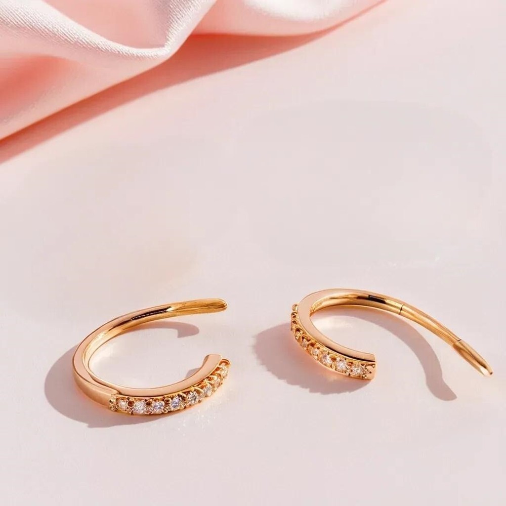 Dainty Pave Hoop Earrings with Open Loop Design for Women
