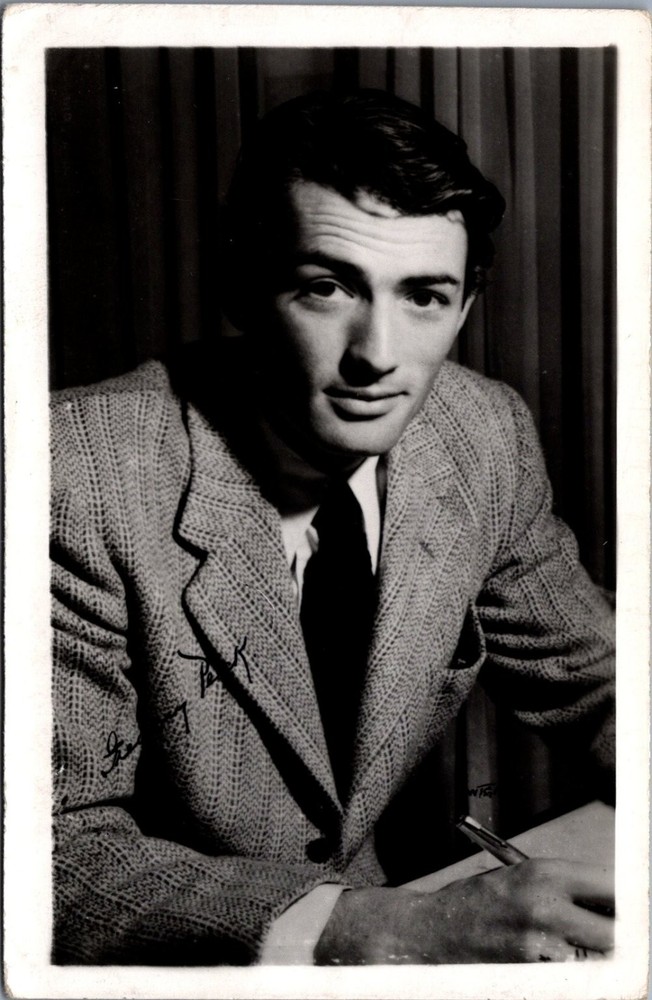Gregory Peck Vintage RPPC Real Photo Postcard Signed Actor Hollywood Star